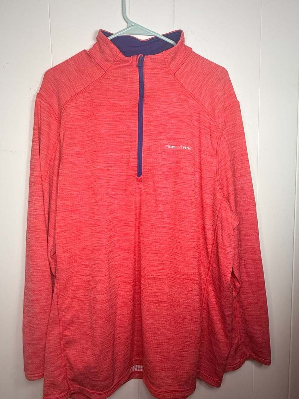 Vineyard Vines Men’s XXL Performance 1/4 Zip Pullover Coral Red Navy Golf